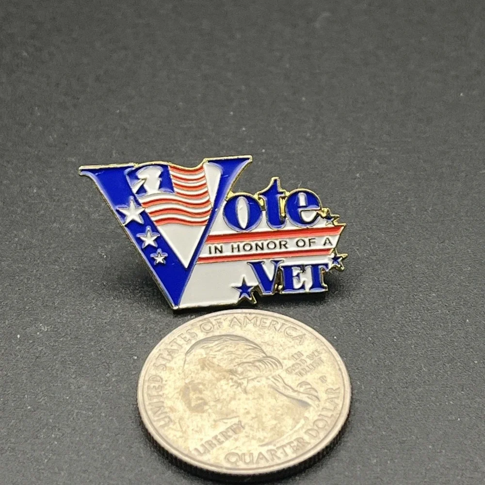 Vote In Honor Of‎ A Veteran Lapel Hat Pin
